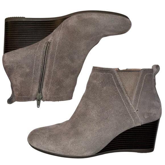 Vionic Paloma Weather Resistant Suede Wedge Beige Booties Size 9 - Picture 5 of 9